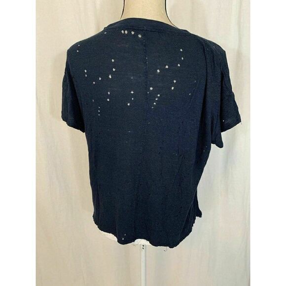 olivaceous Linen Holed Short sleeve t shirt top - Picture 5 of 6